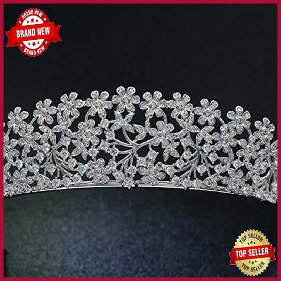 Copper Cubic Zirconia Wedding Tiara Crown Hair Accessory S16438 main image 6